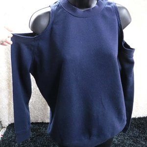 Active USA, Cold Shoulder Navy long Sleeve top, Size S, NWT